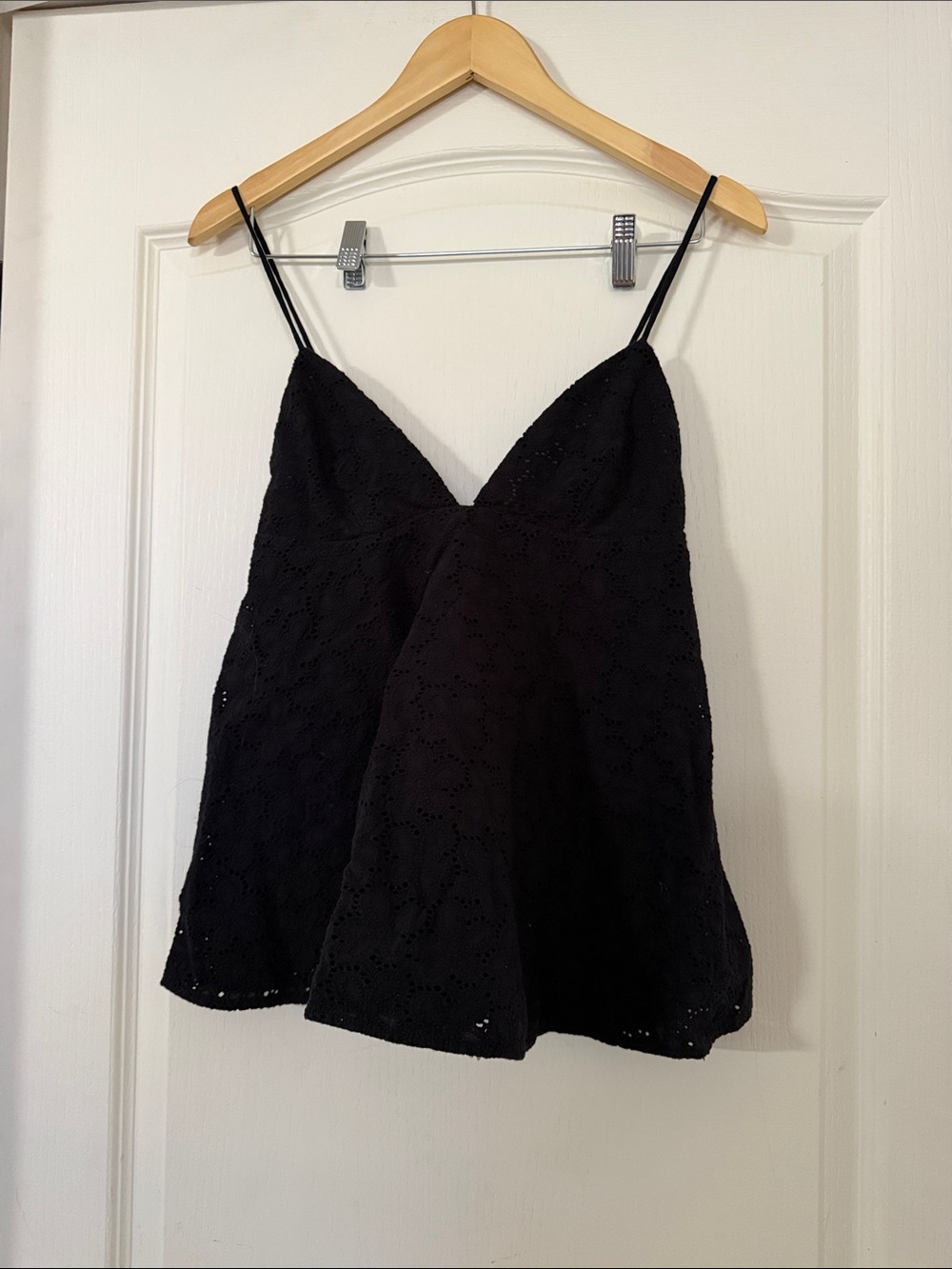 Mango black eyelet cami with thin straps